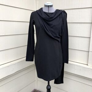 Kai-Aakmann Black Draped Mini Dress Tunic Size M